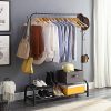 Clothing Garment Rack with Shelves, Metal Cloth Hanger Rack Stand