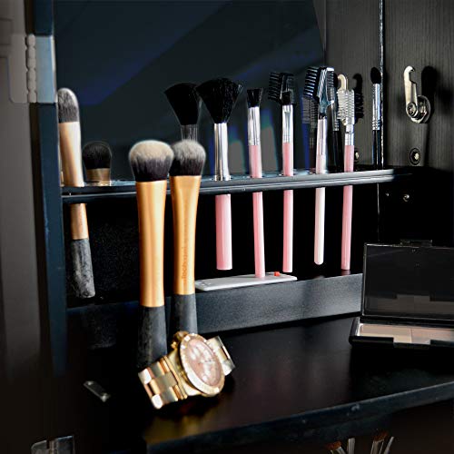PRINZ Black Jewelry Organizer Cabinet Armoire, Full Length Illuminated Mirror