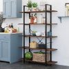 Homfa Bookshelf, 5-Tier Industrial Bookcase, Open Storage Display Shelves