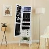 SONGMICS 8 LEDs Jewelry Cabinet with Bevel Edge Mirror