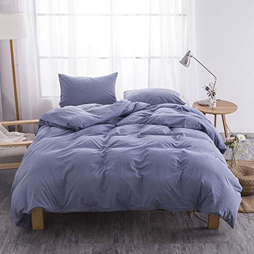 BFS HOME Washed Cotton Duvet Cover Queen, 3-Piece Duvet Cover Set