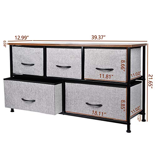 KINWELL Extra Wide Fabric Storage Organizer Drawer Dresser TV Stand