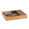 Relaxdays Bamboo Knife Holder, Drawer & Messe Storage Tray Drawer Organizer