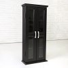 Walker Edison 4 Tier Shelf Living Room Storage Tall Bookshelf Cabinet Doors