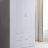 Hodedah Two Door Wardrobe, with Two Drawers, and Hanging Rod