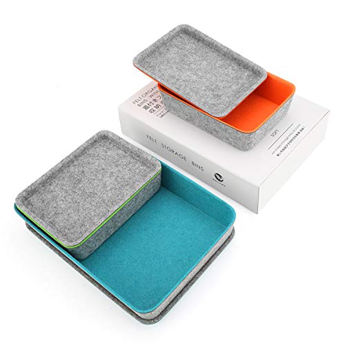 Welaxy Felt Drawer Organizer Trays with lids Desktop Organizer Bins Storage