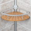 Aluminum Tension Pole Caddy with Bamboo - Silver