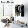 LANGRIA Heavy Duty Rolling Commercial Single Rail Clothing Garment Rack
