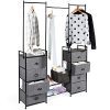 Tangkula Fabric Drawer Dresser with Clothes Rail Shoe Rack