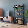Homfa Bookshelf, 5-Tier Industrial Bookcase, Open Storage Display Shelves