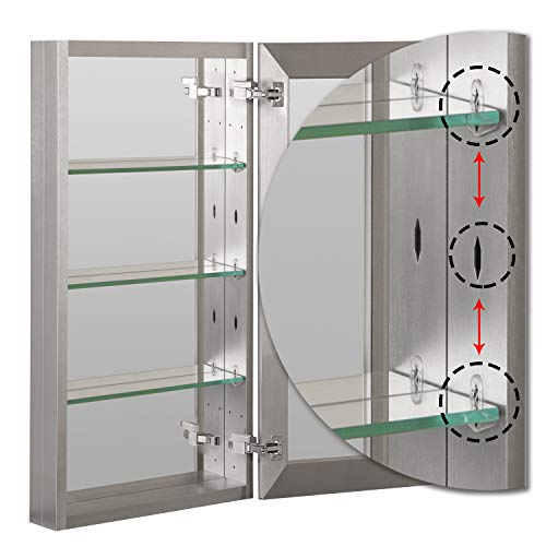 B&C 15"x36"Aluminum Medicine Cabinet Color Brushed Nickel