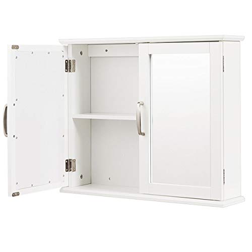 Tangkula Medicine Cabinet, Wooden Bathroom Wall-Mounted Bathroom Mirror