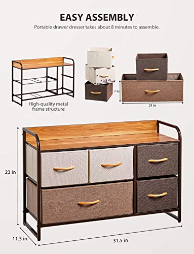 Kealive Drawer Dresser Storage Organizer 5-Drawers for Closet