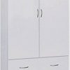 Hodedah Two Door Wardrobe, with Two Drawers, and Hanging Rod