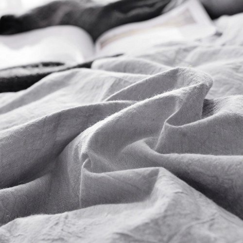 Eikei Washed Cotton Chambray Duvet Cover Solid Color Casual Modern Style