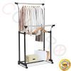COLIBROX-TM Double Rail Adjustable Garment Rack Rolling Clothes Hanger