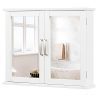 Tangkula Medicine Cabinet, Wooden Bathroom Wall-Mounted Bathroom Mirror