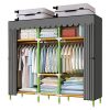 YOUUD 68" Wardrobe Storage Closet Colored Rod and Dark Grey Cover