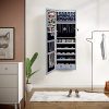 SONGMICS 6 LEDs Mirror Jewelry Cabinet Armoire, Lockable Wall Door