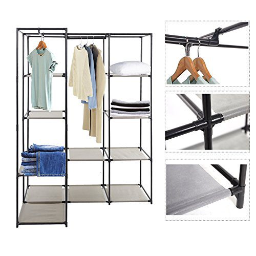 KARMAS PRODUCT Portable Non-Woven Fabric Corner Wardrobe Closet