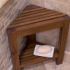 Belham Living Corner Teak Shower Bench with Shelf