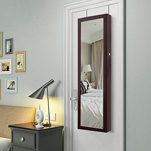 SONGMICS 6 LEDs Jewelry Cabinet Lockable Wall/Door Mounted Jewelry