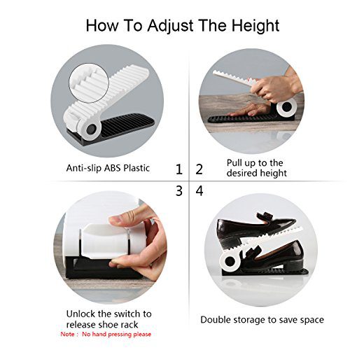 Lovne 18 Pairs Adjustable Double Shoe Rack Organizer