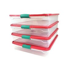 HOMZ 56 Quart Underbed Storage Bins – Set of 4 with Latching Lids for Holiday Decorations, Clothes, and More