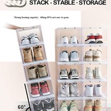 IRONLAND Stackable Shoe Organizer Clear Plastic 3 Pack Shoe Boxes