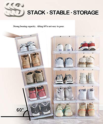 IRONLAND Stackable Shoe Organizer Clear Plastic 3 Pack Shoe Boxes