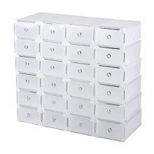 24 Grids Foldable Plastic Shoe Boxes Universal Home Organizer Stackable Storage