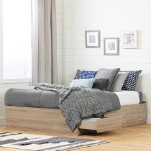 South Shore Fakto Mates Bed with Storage Drawers Full Rustic Oak