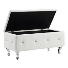 AC Pacific White Crystal Tufted Storage Bench