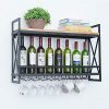 Industrial Wine Racks Wall Mounted with 9 Stem Glass Holder