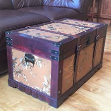 Styled Shopping Gold Leaves Medium Wood Storage Trunk Wooden Treasure Chest