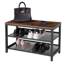 HOOBRO Shoe Bench, 3-Tier Shoe Rack, Industrial Shoe Storage Unit Flat