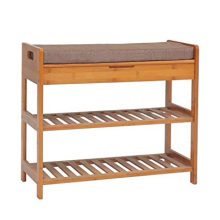 C&AHOME Bamboo Shoe Bench, 3-Tier Shoe Rack Entryway