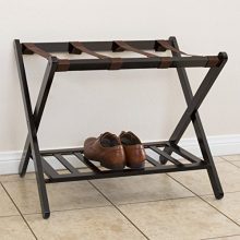 Best Choice Products 110lb Capacity Wood Folding Luggage Rack for Home