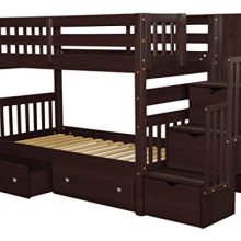 Bedz King Stairway Bunk Beds Twin over Twin with 3 Drawers in the Steps