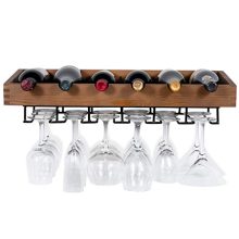 brightmaison Wine Rack Wall Mounted - Hanging Bottle & Glass Holder