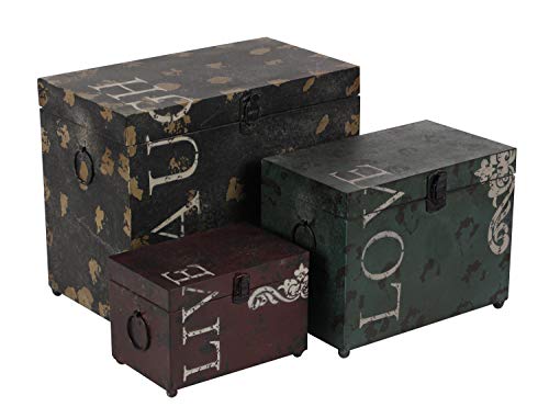 Deco Metal Trunks (Set of 3), 16"/12"/9"