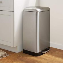 AmazonBasics Rectangle Soft-Close Trash Can with Steel Bar Pedal