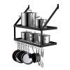 Hoooh Square Grid Wall Mount Pot Rack with 2-Tier 15 Hooks