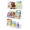Nursery Décor Wall Shelves - 3 Shelf Set - White Long Crown Molding