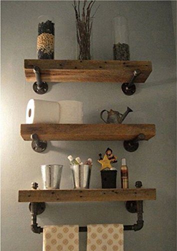 WGX Design For You Industrial Pipe Shelving Shelves Bookcase Rustic Wood