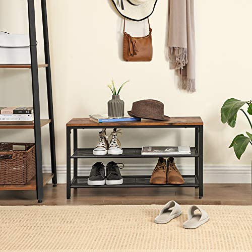 VASAGLE Shoe Bench, Shoe Rack with 2 Mesh Shelves