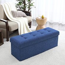 Ornavo Home Foldable Tufted Linen Large Storage Ottoman Bench Foot