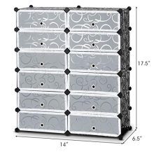 Tangkula Shoe Rack 12-Cube DIY Plastic Shoe Cabinet Storage
