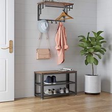 VASAGLE Industrial Shoe Bench, 3-Tier Shoe Rack, Storage Organizer