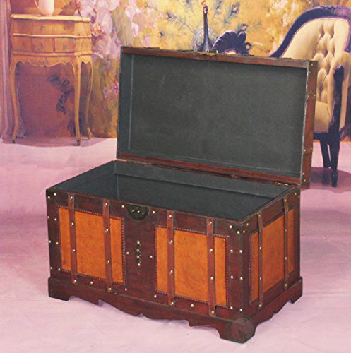 Vintiquewise(TM) Antique Style Steamer Trunk